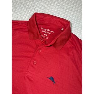 Tommy Bahama Golf Polo Shirt Mens Medium Red IslandZone Short Sleeve Marlin Logo